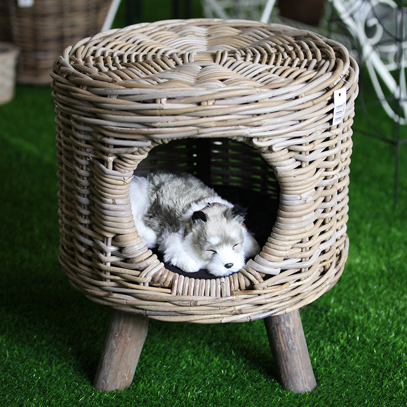 Rattan Round Kennel Stool