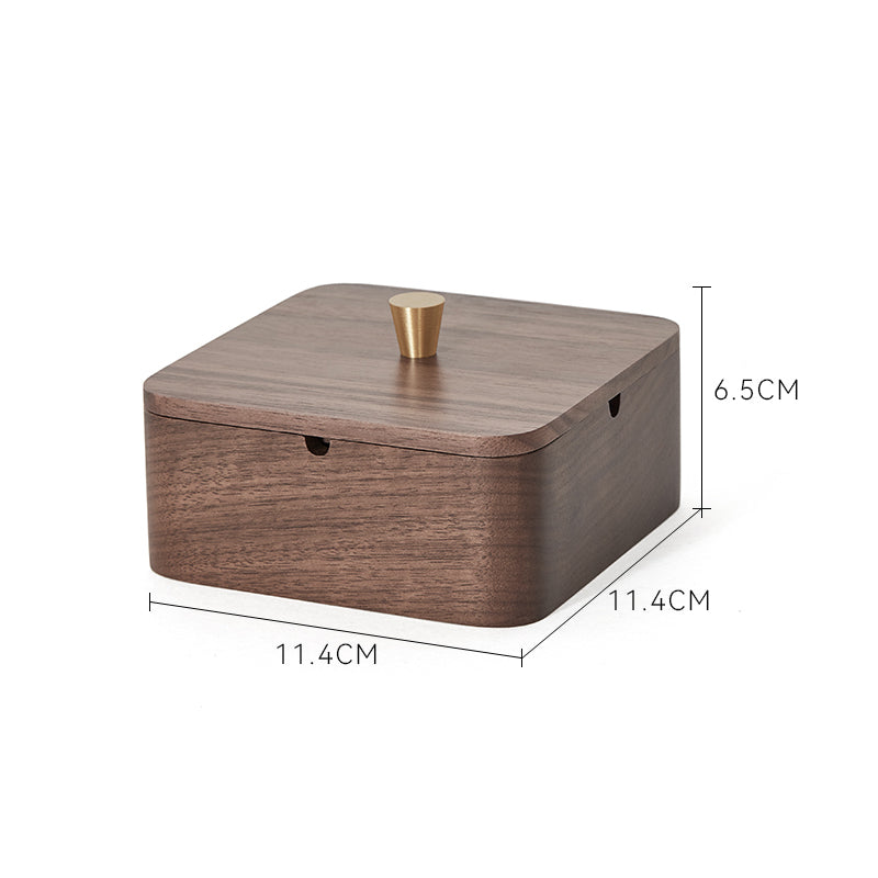 Walnut Solid Wood Ashtray W/Cover