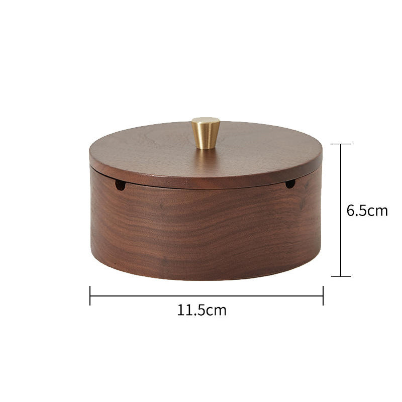 Walnut Solid Wood Ashtray W/Cover