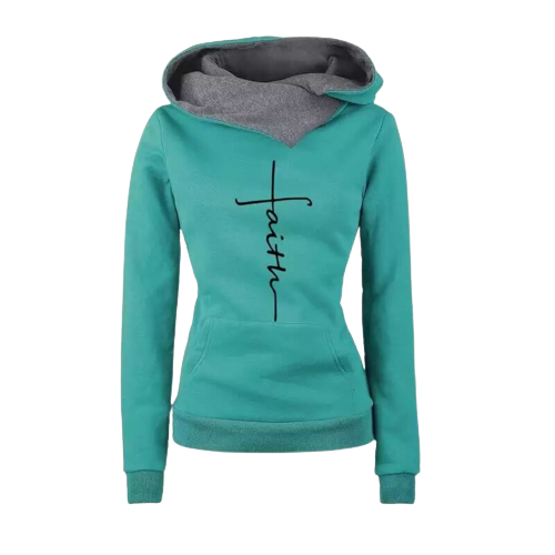 Women Hoodies Sweatshirts Faith Embroidered Hoodie