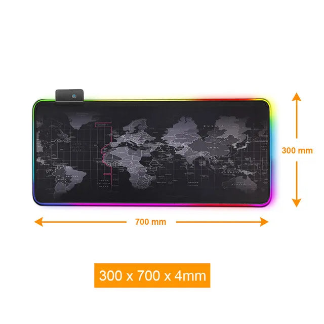 RGB Gaming Mouse Pad W/World Map Print