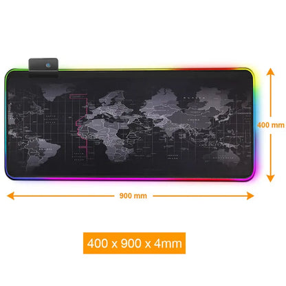 RGB Gaming Mouse Pad W/World Map Print