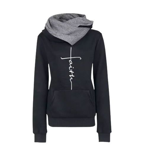 Women Hoodies Sweatshirts Faith Embroidered Hoodie