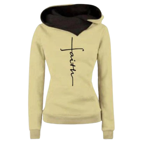 Women Hoodies Sweatshirts Faith Embroidered Hoodie