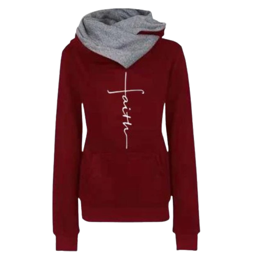 Women Hoodies Sweatshirts Faith Embroidered Hoodie